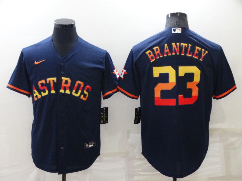 Men Houston Astros #23 Brantley Blue Rainbow Edition Game Nike 2022 MLB Jersey